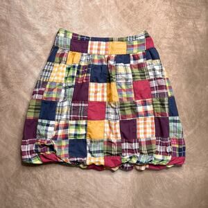 American Eagle Madras Bubble Skirt Patchwork Multicolor Midi Women's 4 School